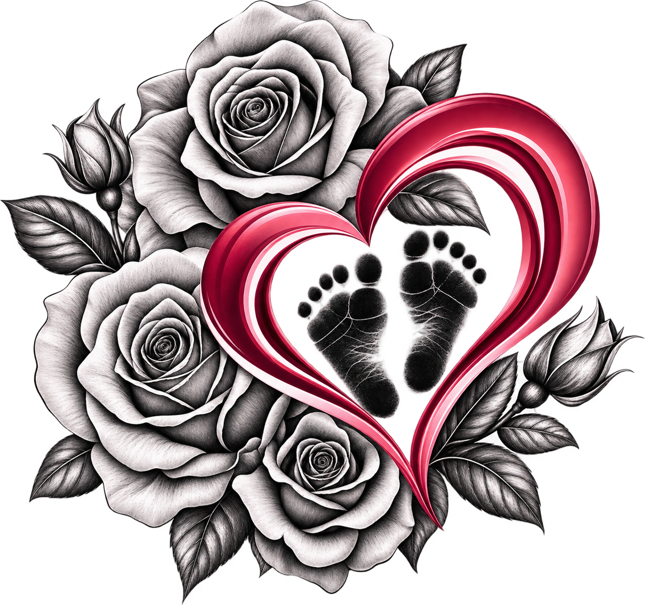 Hope Haven Care Doula Services logo — a glossy rose-framed heart cradling baby feet